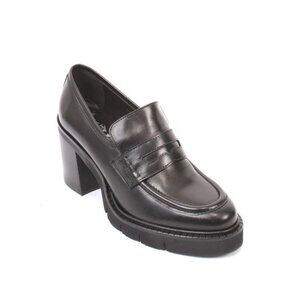 Luca Grossi 002 Black Leather Platform Loafers Heel Shoes Pumps